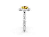 White gold Oval Cut Halo Diamond Engagement Ring with Milgrain Pave Band and Four-Prong Setting_2