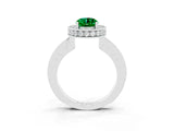 White gold Oval Cut Halo Diamond Engagement Ring with Milgrain Pave Band and Four-Prong Setting_3