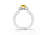 White gold Oval Cut Halo Diamond Engagement Ring with Milgrain Pave Band and Four-Prong Setting_3