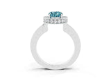 White gold Oval Cut Halo Diamond Engagement Ring with Milgrain Pave Band and Four-Prong Setting_3