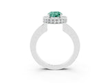 White gold Oval Cut Halo Diamond Engagement Ring with Milgrain Pave Band and Four-Prong Setting_3