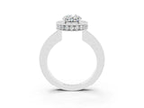 White gold Oval Cut Halo Diamond Engagement Ring with Milgrain Pave Band and Four-Prong Setting_3