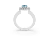 White gold Oval Cut Halo Diamond Engagement Ring with Milgrain Pave Band and Four-Prong Setting_3