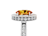 White gold Oval Cut Halo Diamond Engagement Ring with Milgrain Pave Band and Four-Prong Setting_5