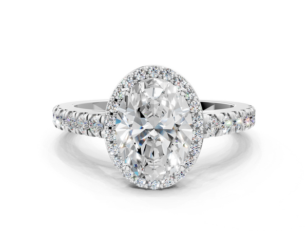 White Gold Oval Halo Engagement Ring Setting