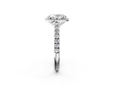 White gold Oval Cut Halo Diamond Engagement Ring with Pave Band and Four-Prong Setting_59