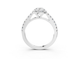 White gold Oval Cut Halo Diamond Engagement Ring with Pave Band and Four-Prong Setting_60