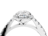 White gold Oval Cut Halo Diamond Engagement Ring with Pave Band and Four-Prong Setting_61