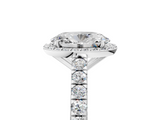 White gold Oval Cut Halo Diamond Engagement Ring with Pave Band and Four-Prong Setting_62