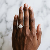 White gold Oval Cut Halo Diamond Engagement Ring with Pave Band and Four-Prong Setting_74