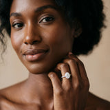 White gold Oval Cut Halo Diamond Engagement Ring with Pave Band and Four-Prong Setting_75