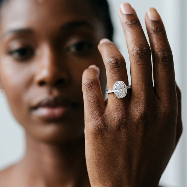 White Gold Oval Halo Engagement Ring Setting