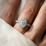 White gold Oval Cut Halo Diamond Engagement Ring with Pave Band and Four-Prong Setting_77