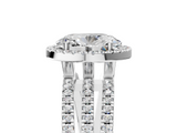 White gold Oval Cut Halo Diamond Engagement Ring with Split Shank and Four-Prong Setting_31