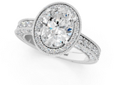 White gold Oval Cut Halo Diamond Pave Band Ring with Four-Prong Setting_81