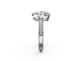 White gold Oval Cut Halo Diamond Pave Band Ring with Four-Prong Setting_83