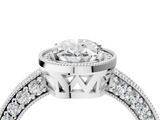 White gold Oval Cut Halo Diamond Pave Band Ring with Four-Prong Setting_84