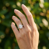 White gold Oval Cut Halo Diamond Pave Band Ring with Four-Prong Setting_98