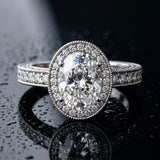 White gold Oval Cut Halo Diamond Pave Band Ring with Four-Prong Setting_99