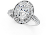White gold Oval Cut Halo Diamond Pave Band with Four-Prong Setting_60