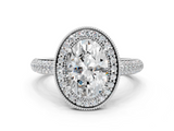 White gold Oval Cut Halo Diamond Pave Band with Four-Prong Setting_60
