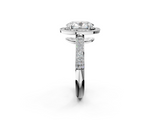 White gold Oval Cut Halo Diamond Pave Band with Four-Prong Setting_62