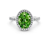 White gold Oval Cut Halo Diamond Pave Band with Prong Setting