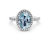 White gold Oval Cut Halo Diamond Pave Band with Prong Setting