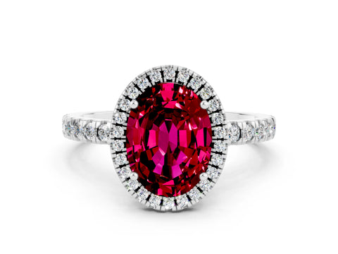 White gold Oval Cut Halo Diamond Pave Band with Prong Setting