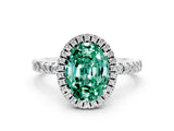White gold Oval Cut Halo Diamond Pave Band with Prong Setting