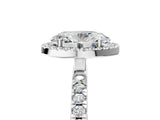 White gold Oval Cut Halo Diamond Pave Band with Prong Setting_17