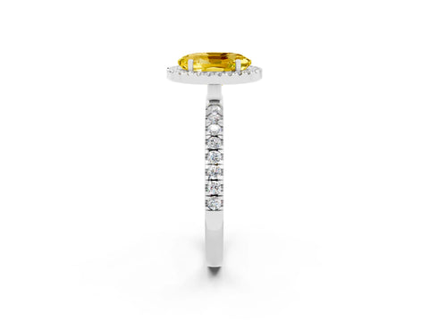 White gold Oval Cut Halo Diamond Pave Band with Prong Setting_2