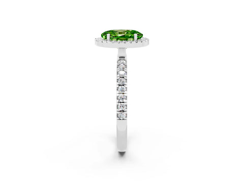 White gold Oval Cut Halo Diamond Pave Band with Prong Setting_2