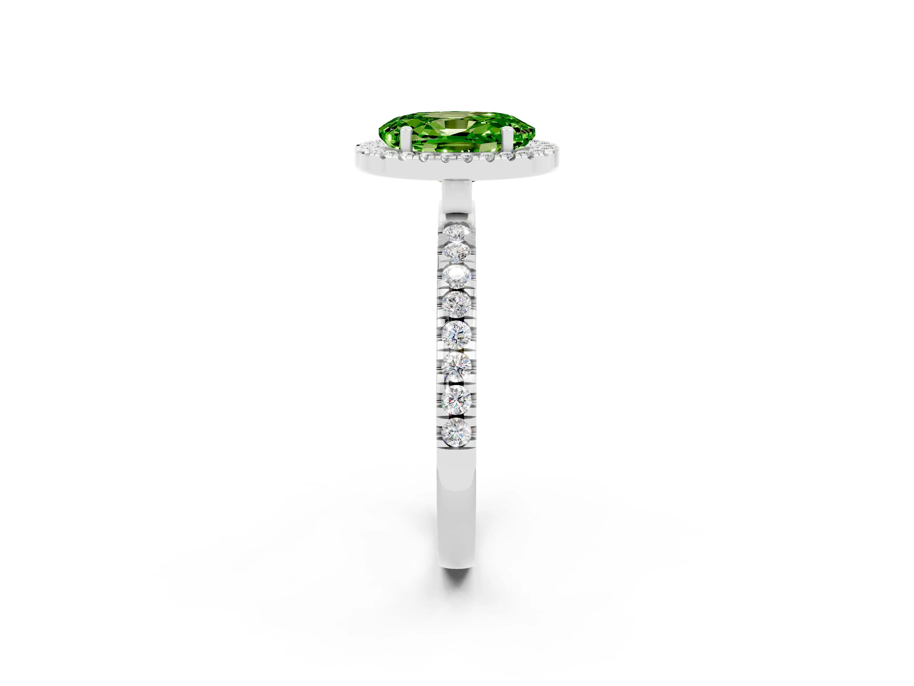 White gold Oval Cut Halo Diamond Pave Band with Prong Setting_2