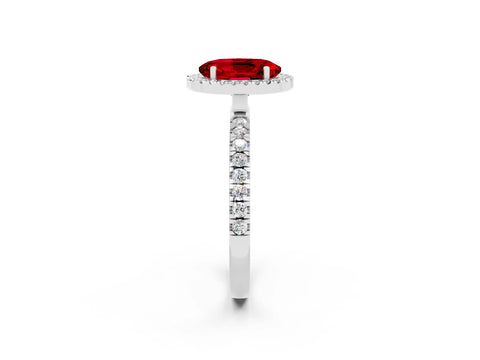 White gold Oval Cut Halo Diamond Pave Band with Prong Setting_2