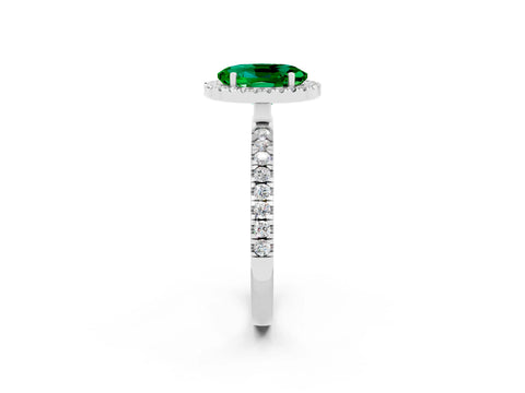 White gold Oval Cut Halo Diamond Pave Band with Prong Setting_2
