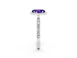 White gold Oval Cut Halo Diamond Pave Band with Prong Setting_2