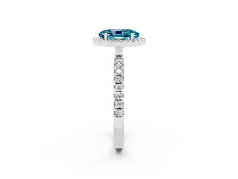White gold Oval Cut Halo Diamond Pave Band with Prong Setting_2