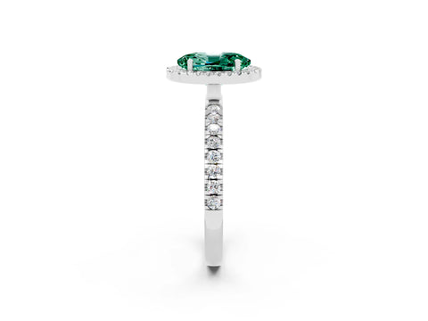 White gold Oval Cut Halo Diamond Pave Band with Prong Setting_2