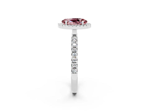 White gold Oval Cut Halo Diamond Pave Band with Prong Setting_2