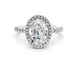 White gold Oval Cut Halo Diamond Pave Band with Prong Setting
