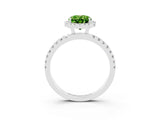 White gold Oval Cut Halo Diamond Pave Band with Prong Setting_3
