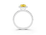 White gold Oval Cut Halo Diamond Pave Band with Prong Setting_3