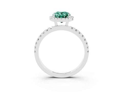 White gold Oval Cut Halo Diamond Pave Band with Prong Setting_3