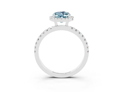 White gold Oval Cut Halo Diamond Pave Band with Prong Setting_3