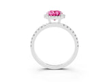 White gold Oval Cut Halo Diamond Pave Band with Prong Setting_3