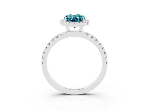 White gold Oval Cut Halo Diamond Pave Band with Prong Setting_3