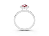 White gold Oval Cut Halo Diamond Pave Band with Prong Setting_3
