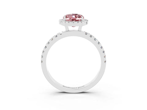 White gold Oval Cut Halo Diamond Pave Band with Prong Setting_3