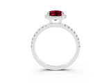 White gold Oval Cut Halo Diamond Pave Band with Prong Setting_3